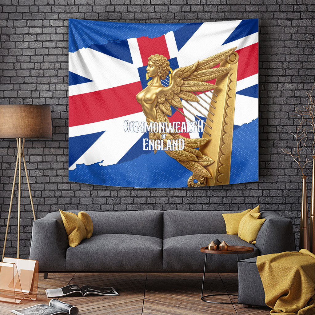 Commonwealth Of England Flag Golden Angel Tapestry Historical British Heritage Winged Figure