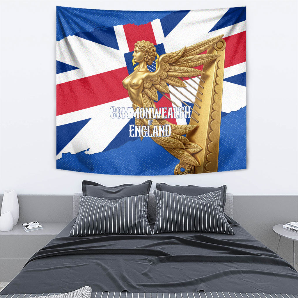 Commonwealth Of England Flag Golden Angel Tapestry Historical British Heritage Winged Figure