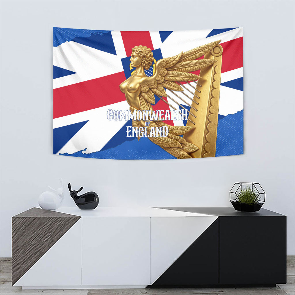 Commonwealth Of England Flag Golden Angel Tapestry Historical British Heritage Winged Figure