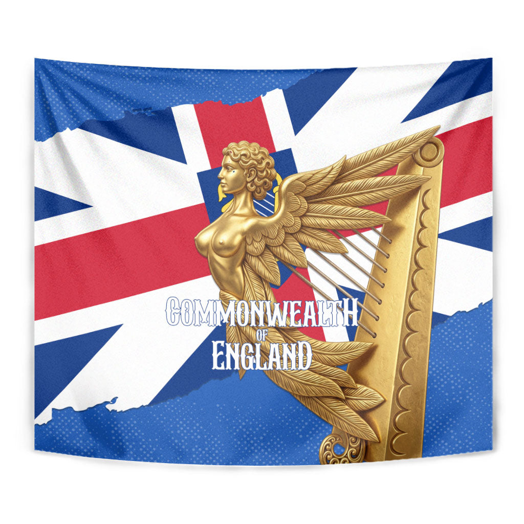 Commonwealth Of England Flag Golden Angel Tapestry Historical British Heritage Winged Figure