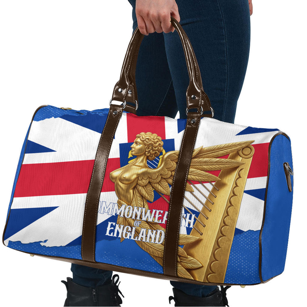 Commonwealth Of England Flag Golden Angel Travel Bag Historical British Heritage Winged Figure