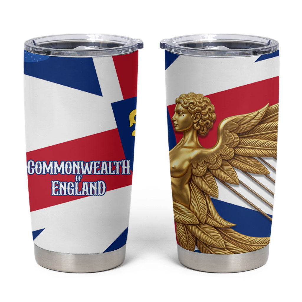 Commonwealth Of England Flag Golden Angel Tumbler Cup Historical British Heritage Winged Figure