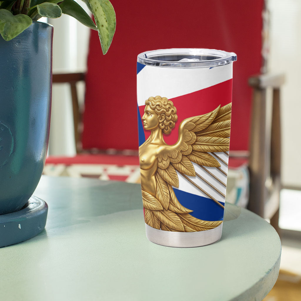 Commonwealth Of England Flag Golden Angel Tumbler Cup Historical British Heritage Winged Figure