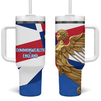 Commonwealth Of England Flag Golden Angel Tumbler With Handle Historical British Heritage Winged Figure