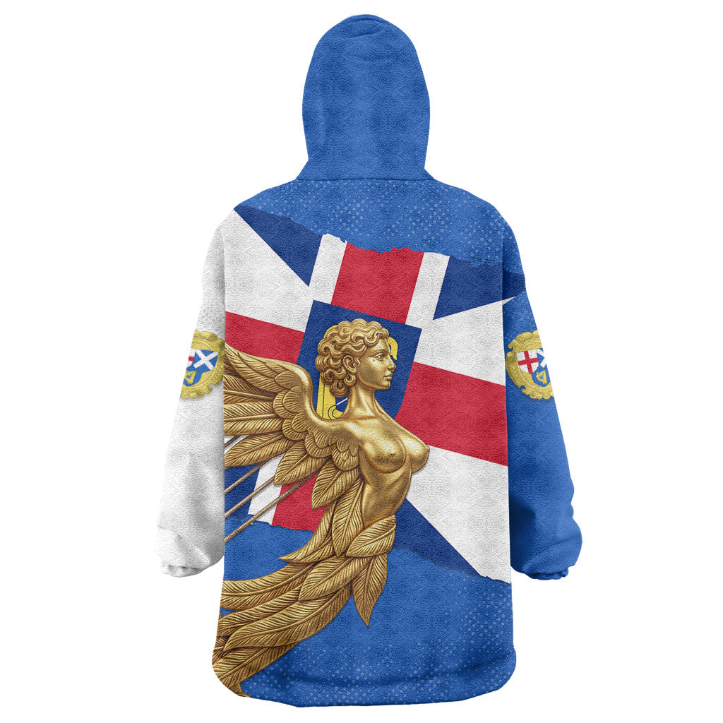 Commonwealth Of England Flag Golden Angel Wearable Blanket Hoodie Historical British Heritage Winged Figure