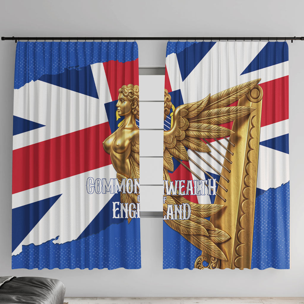Commonwealth Of England Flag Golden Angel Window Curtain Historical British Heritage Winged Figure