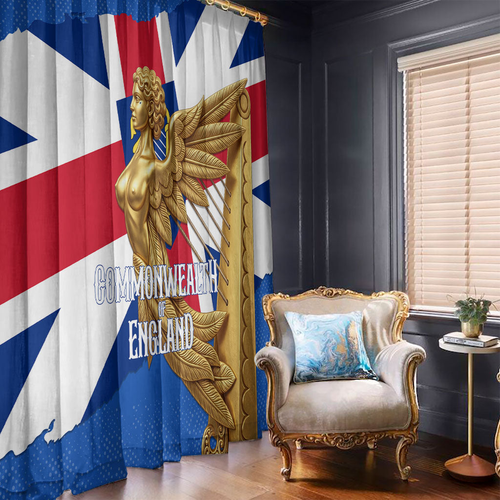 Commonwealth Of England Flag Golden Angel Window Curtain Historical British Heritage Winged Figure