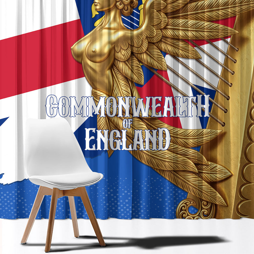 Commonwealth Of England Flag Golden Angel Window Curtain Historical British Heritage Winged Figure