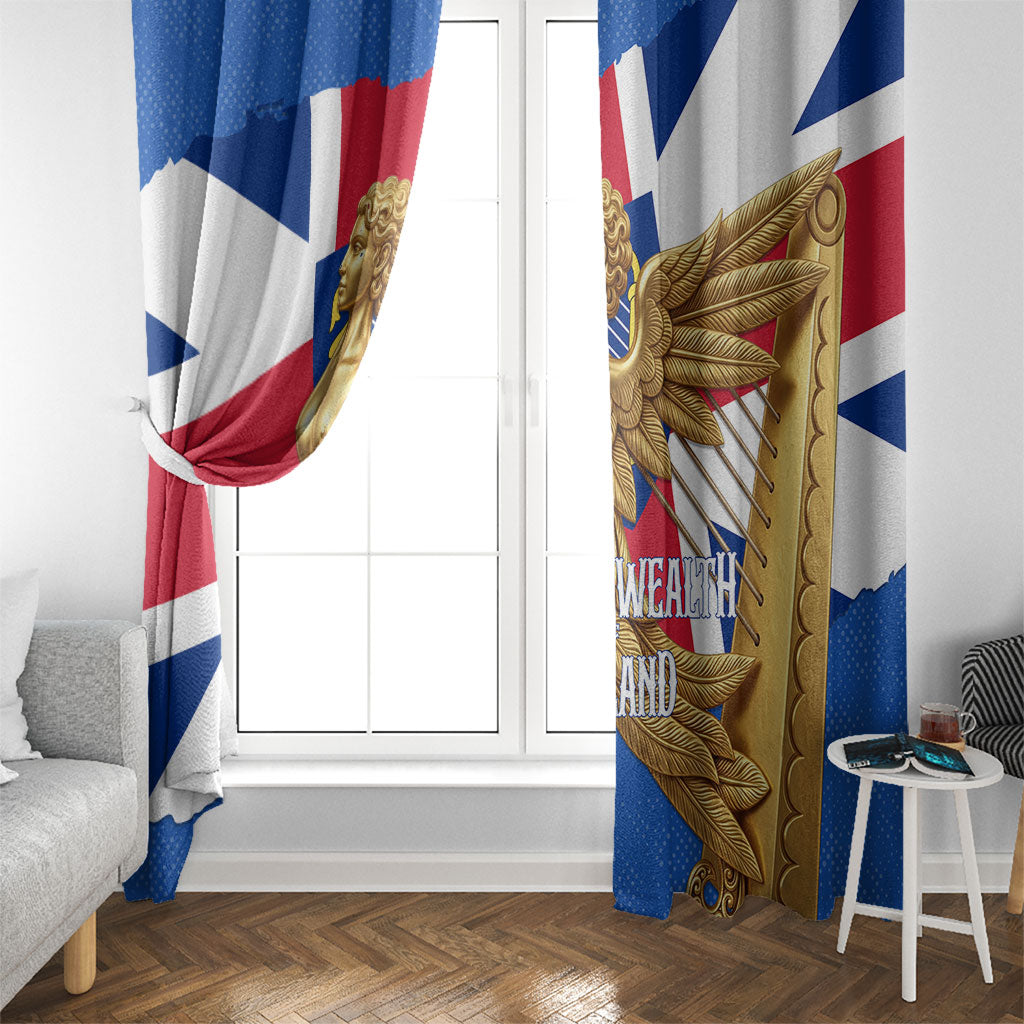 Commonwealth Of England Flag Golden Angel Window Curtain Historical British Heritage Winged Figure