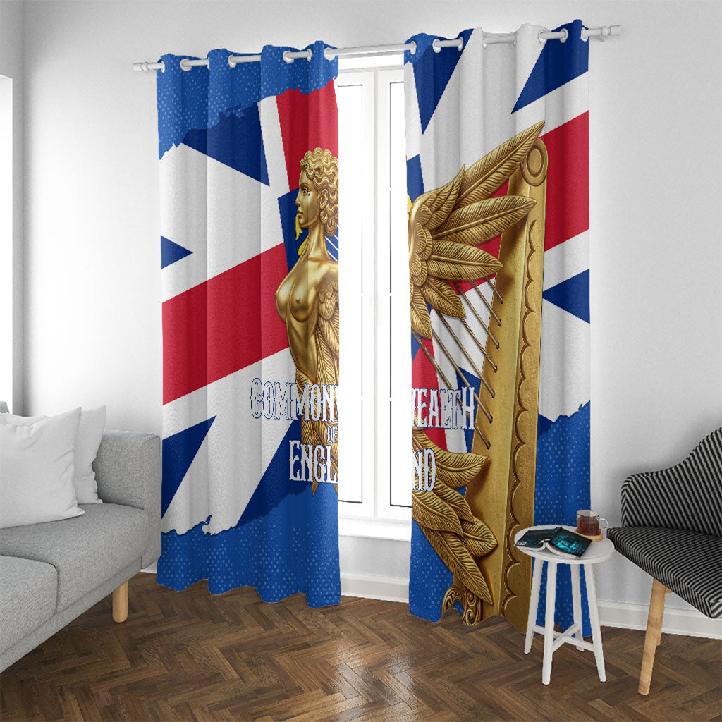 Commonwealth Of England Flag Golden Angel Window Curtain Historical British Heritage Winged Figure