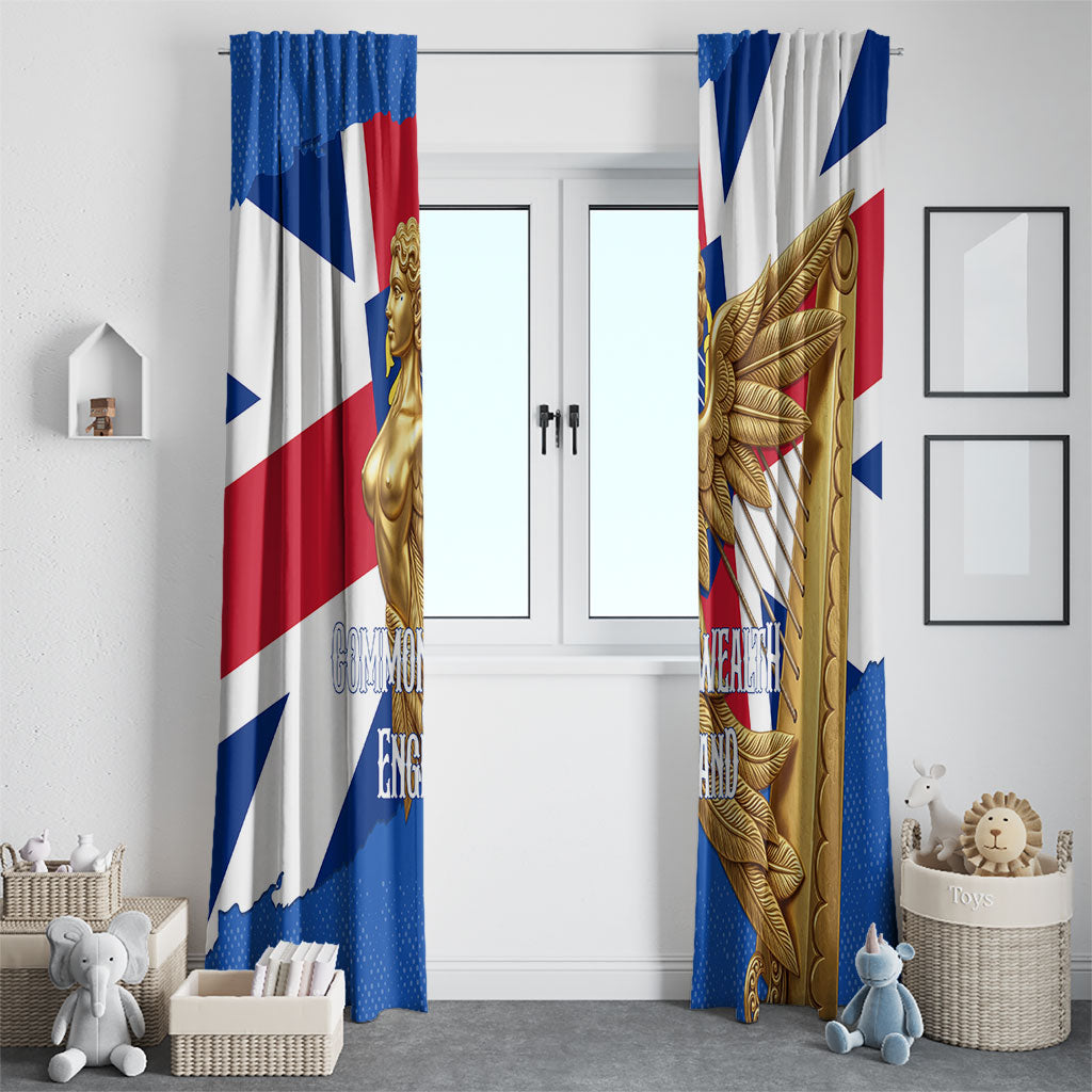 Commonwealth Of England Flag Golden Angel Window Curtain Historical British Heritage Winged Figure