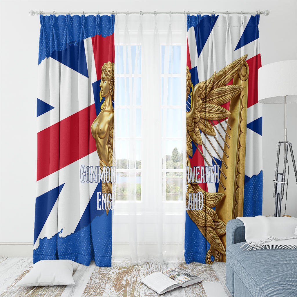 Commonwealth Of England Flag Golden Angel Window Curtain Historical British Heritage Winged Figure