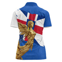 Commonwealth Of England Flag Golden Angel Women Polo Shirt Historical British Heritage Winged Figure