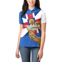 Commonwealth Of England Flag Golden Angel Women Polo Shirt Historical British Heritage Winged Figure