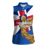 Commonwealth Of England Flag Golden Angel Women Sleeveless Polo Shirt Historical British Heritage Winged Figure