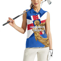 Commonwealth Of England Flag Golden Angel Women Sleeveless Polo Shirt Historical British Heritage Winged Figure
