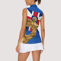 Commonwealth Of England Flag Golden Angel Women Sleeveless Polo Shirt Historical British Heritage Winged Figure