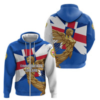 Commonwealth Of England Flag Golden Angel Zip Hoodie Historical British Heritage Winged Figure
