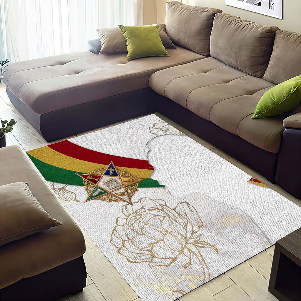 Order Of The Eastern Star Area Rug OES Elegant Floral Line Art Fraternal Symbolism