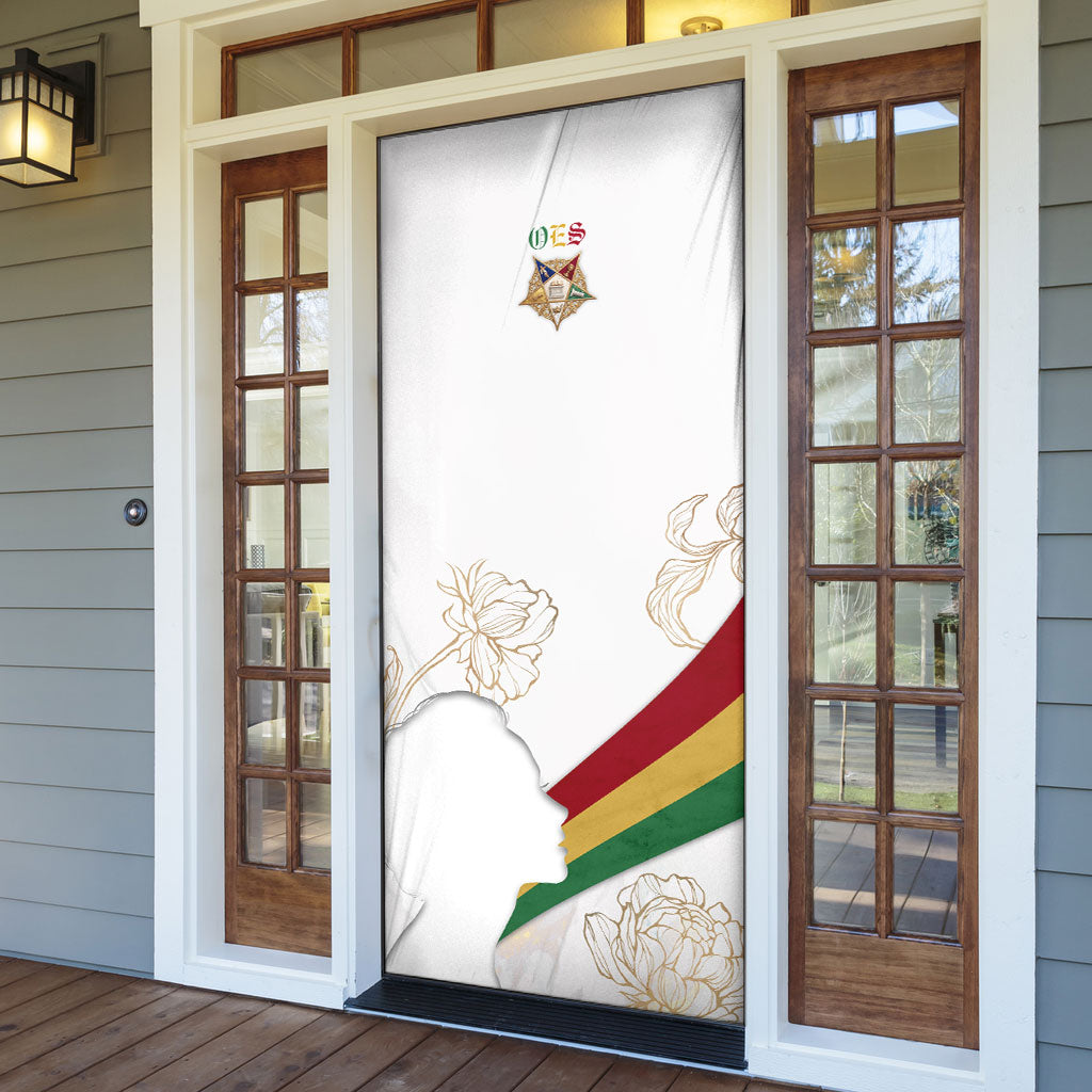 Order Of The Eastern Star Door Cover OES Elegant Floral Line Art Fraternal Symbolism