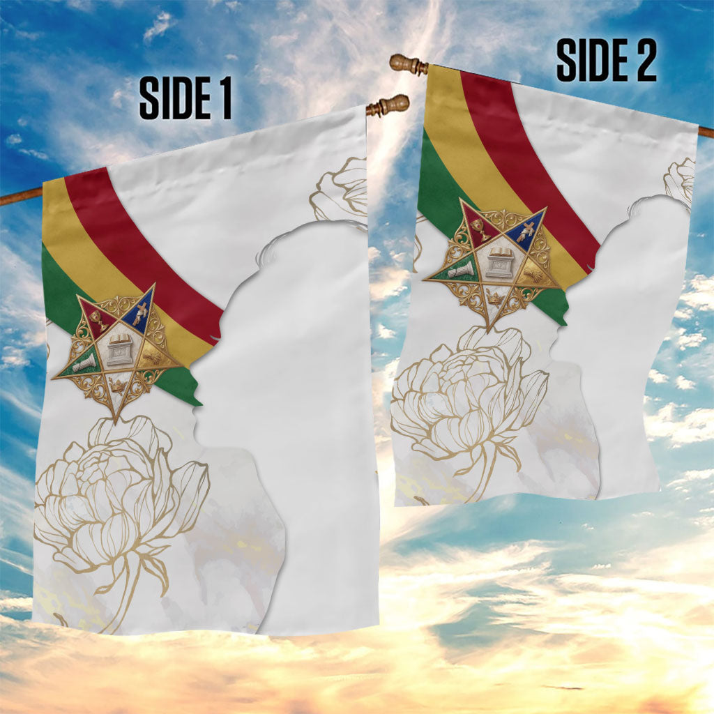 Order Of The Eastern Star Garden Flag OES Elegant Floral Line Art Fraternal Symbolism