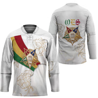 Order Of The Eastern Star Hockey Jersey OES Elegant Floral Line Art Fraternal Symbolism