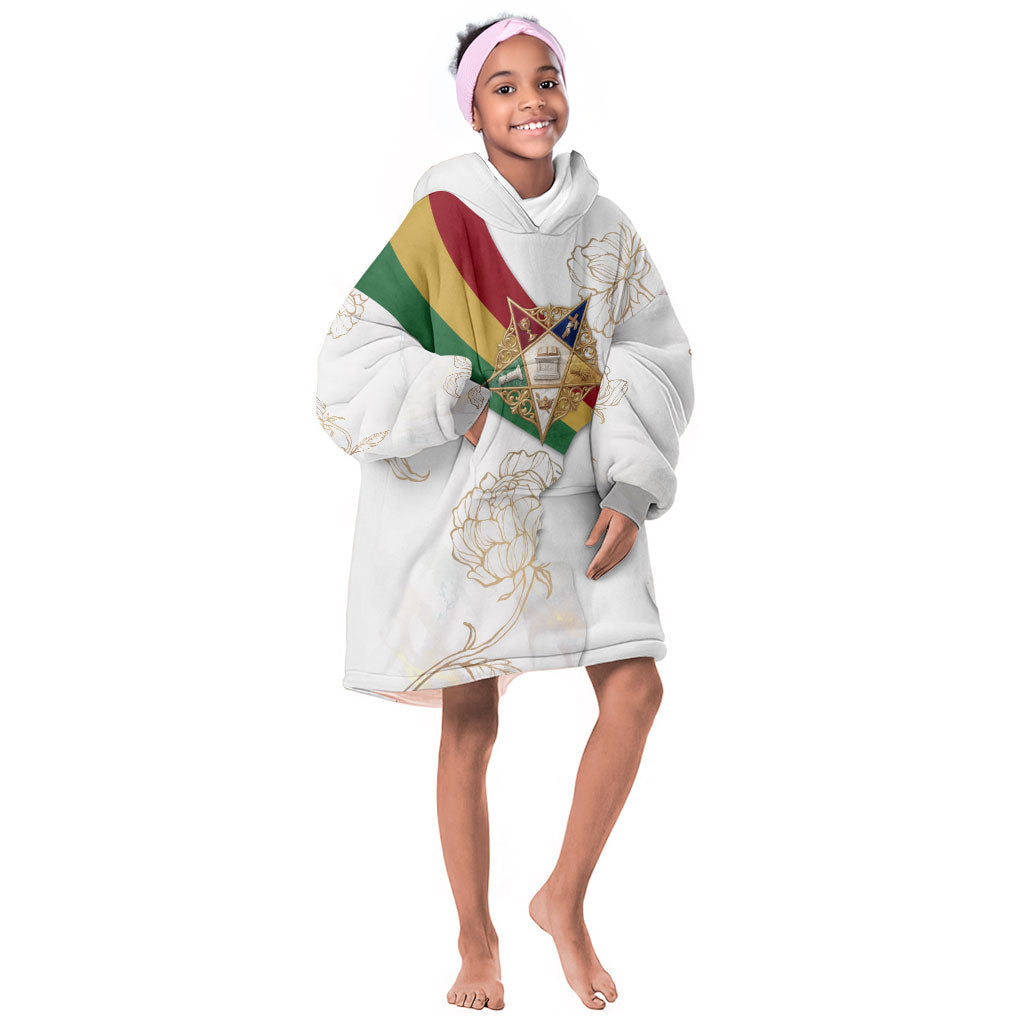 Order Of The Eastern Star Kid Wearable Blanket Hoodie OES Elegant Floral Line Art Fraternal Symbolism