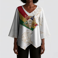 Order Of The Eastern Star Kimono Sleeve Blouse OES Elegant Floral Line Art Fraternal Symbolism