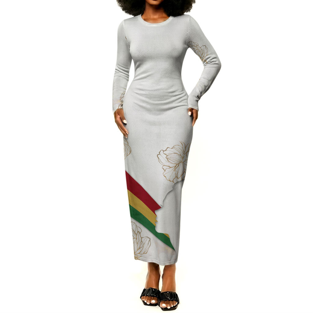Order Of The Eastern Star Long Sleeve Bodycon Dress OES Elegant Floral Line Art Fraternal Symbolism