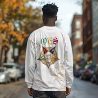 Order Of The Eastern Star Long Sleeve Shirt OES Elegant Floral Line Art Fraternal Symbolism