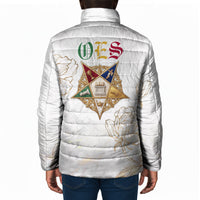 Order Of The Eastern Star Padded Jacket OES Elegant Floral Line Art Fraternal Symbolism