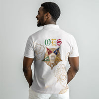 Order Of The Eastern Star Polo Shirt OES Elegant Floral Line Art Fraternal Symbolism