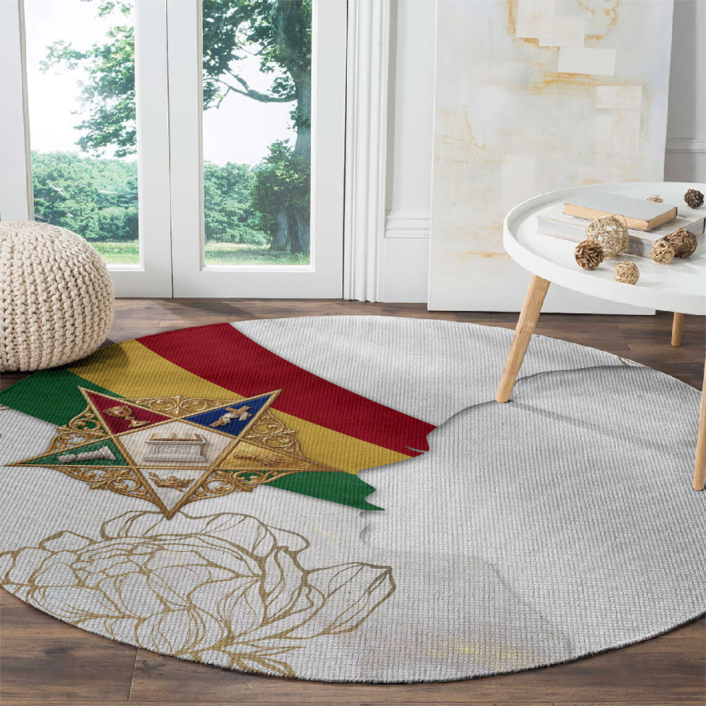 Order Of The Eastern Star Round Carpet OES Elegant Floral Line Art Fraternal Symbolism