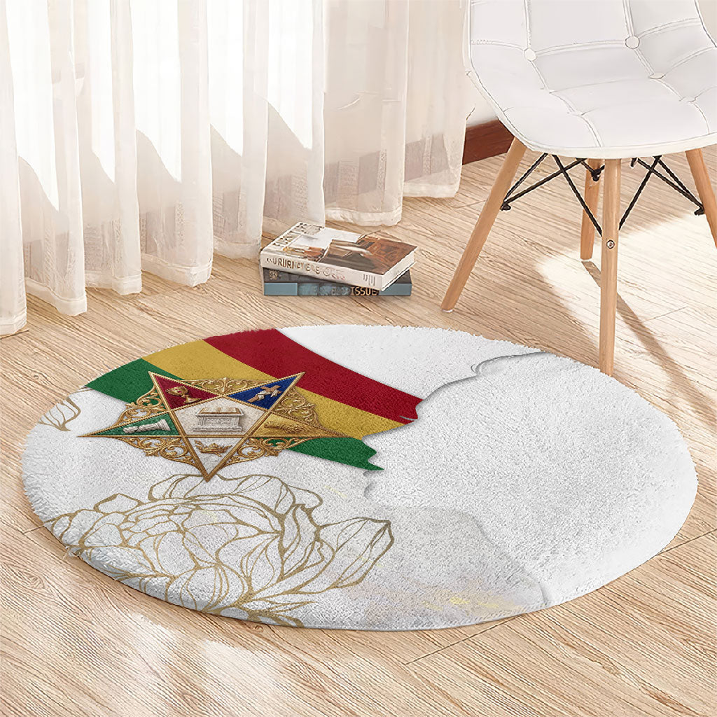 Order Of The Eastern Star Round Carpet OES Elegant Floral Line Art Fraternal Symbolism