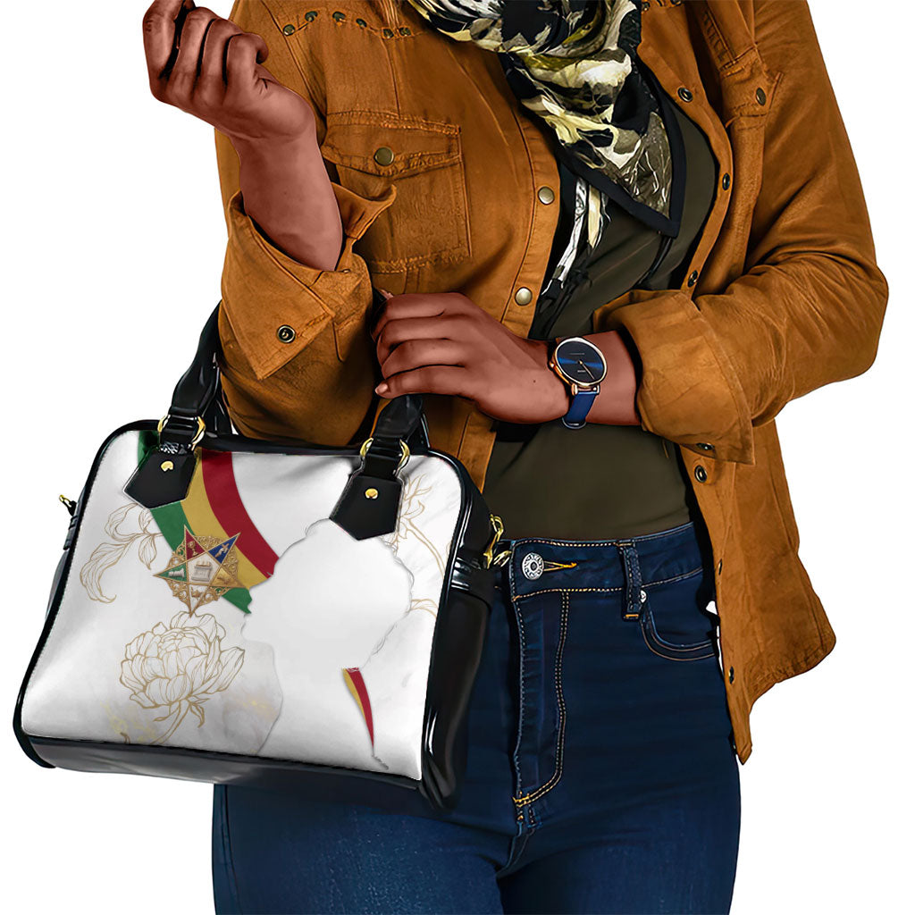 Order Of The Eastern Star Shoulder Handbag OES Elegant Floral Line Art Fraternal Symbolism