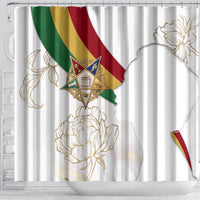 Order Of The Eastern Star Shower Curtain OES Elegant Floral Line Art Fraternal Symbolism