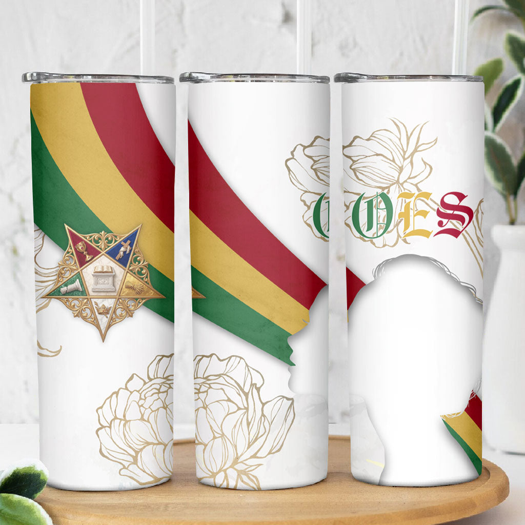 Order Of The Eastern Star Skinny Tumbler OES Elegant Floral Line Art Fraternal Symbolism