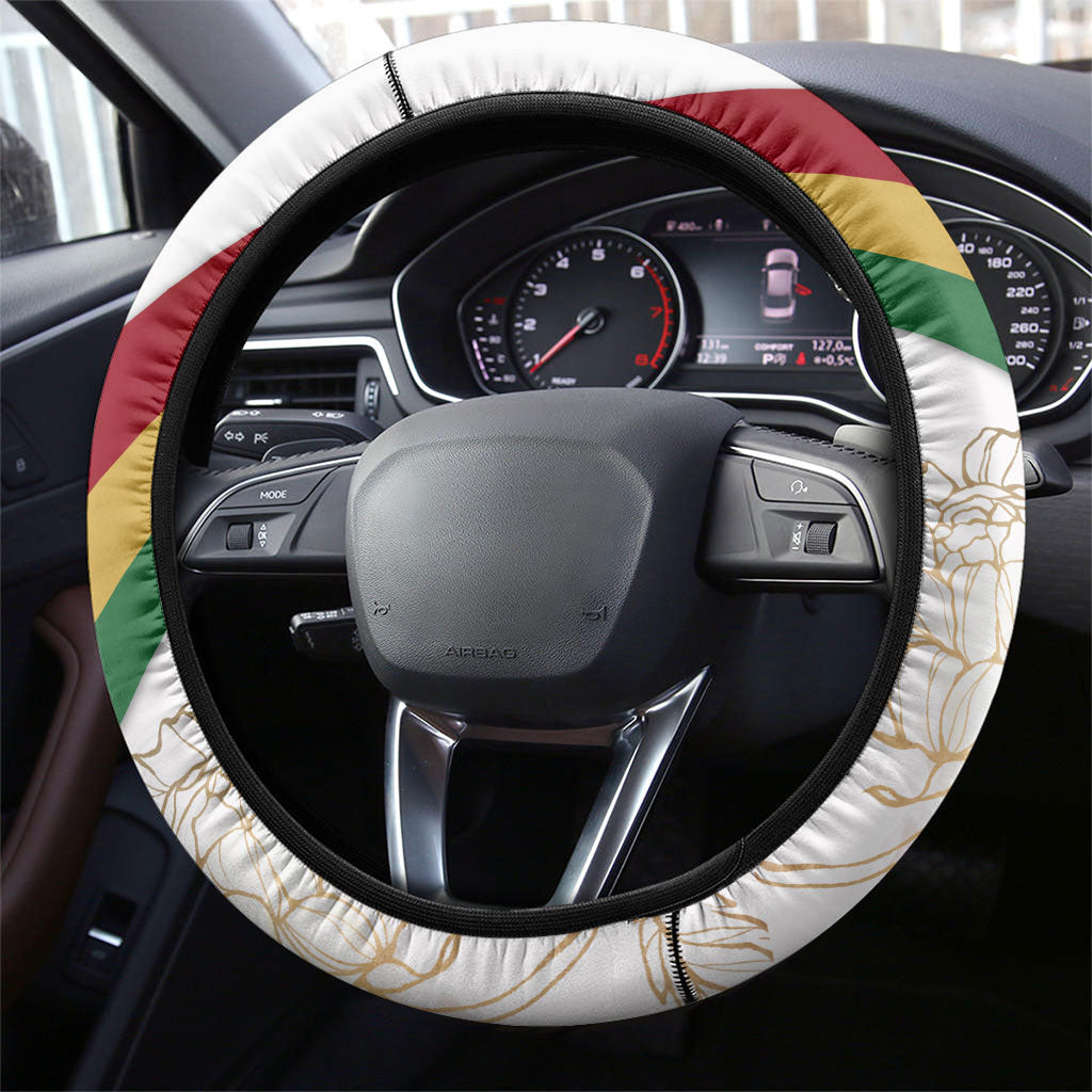 Order Of The Eastern Star Steering Wheel Cover OES Elegant Floral Line Art Fraternal Symbolism