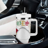 Order Of The Eastern Star Tumbler With Handle OES Elegant Floral Line Art Fraternal Symbolism