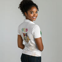 Order Of The Eastern Star Women Polo Shirt OES Elegant Floral Line Art Fraternal Symbolism