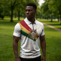 Order Of The Eastern Star Zipper Polo Shirt OES Elegant Floral Line Art Fraternal Symbolism