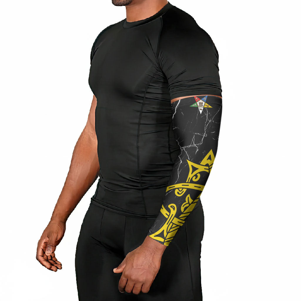 OES Order Of The Eastern Star Arm Sleeves Five Pointed Star Emblem On Black Marble Texture