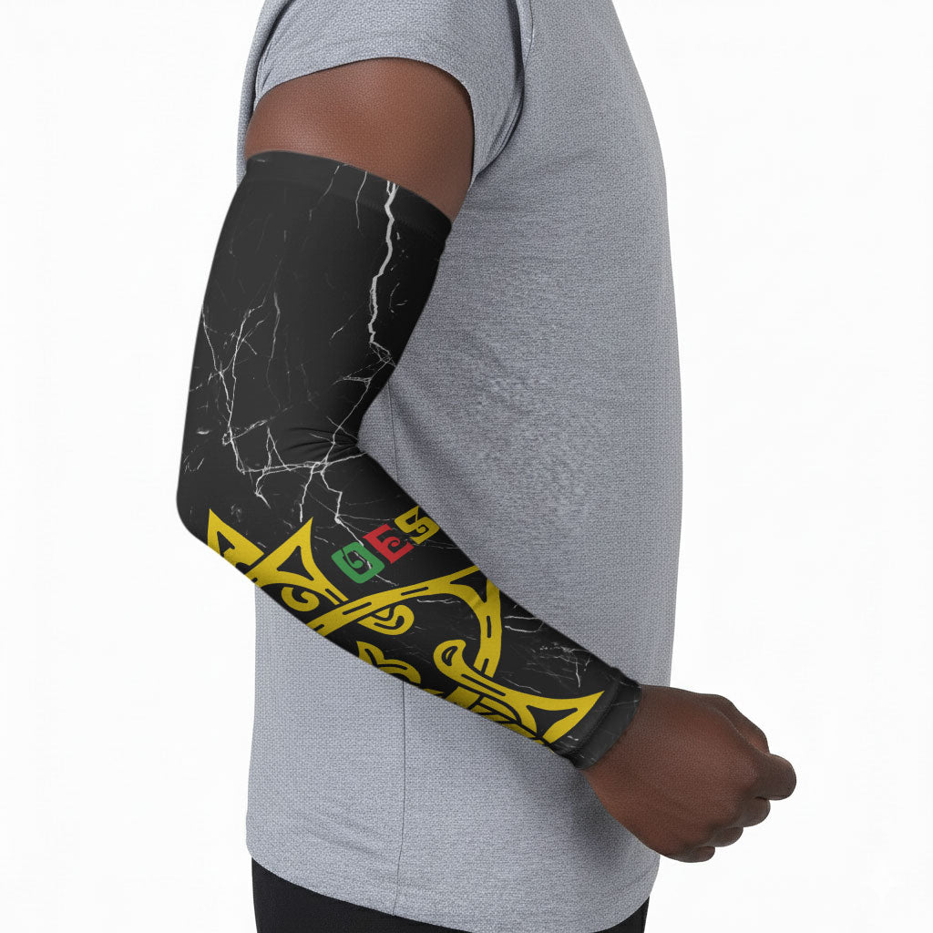 OES Order Of The Eastern Star Arm Sleeves Five Pointed Star Emblem On Black Marble Texture