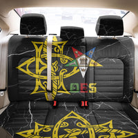 OES Order Of The Eastern Star Back Car Seat Cover Five Pointed Star Emblem On Black Marble Texture
