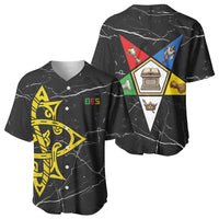 OES Order Of The Eastern Star Baseball Jersey Five Pointed Star Emblem On Black Marble Texture
