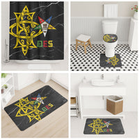 OES Order Of The Eastern Star Bathroom Set Five Pointed Star Emblem On Black Marble Texture