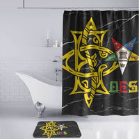OES Order Of The Eastern Star Bathroom Set Five Pointed Star Emblem On Black Marble Texture
