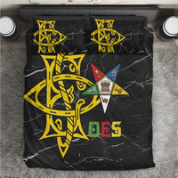 OES Order Of The Eastern Star Bedding Set Five Pointed Star Emblem On Black Marble Texture