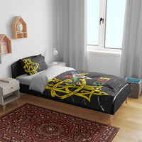 OES Order Of The Eastern Star Bedding Set Five Pointed Star Emblem On Black Marble Texture