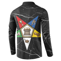 OES Order Of The Eastern Star Button Sweatshirt Five Pointed Star Emblem On Black Marble Texture